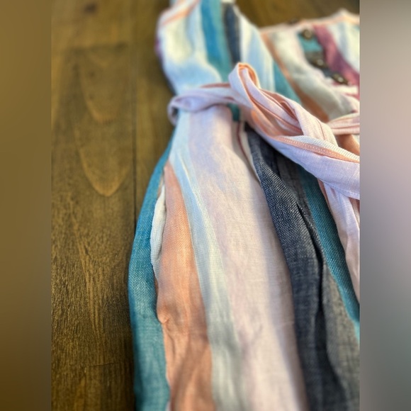 J CREW Linen Button-up midi dress in mixed stripe Multicolor Sleeveless Lined - Picture 13 of 15